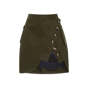 Self-Portrait Khaki Utility Miniskirt with Lace Insert NWT